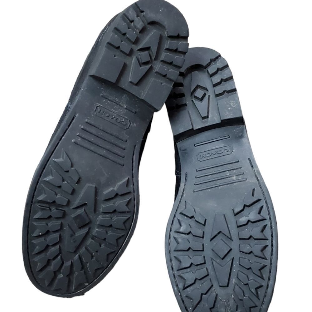Coach Monogramed Black Leather Moto Boots - Picture 3 of 8